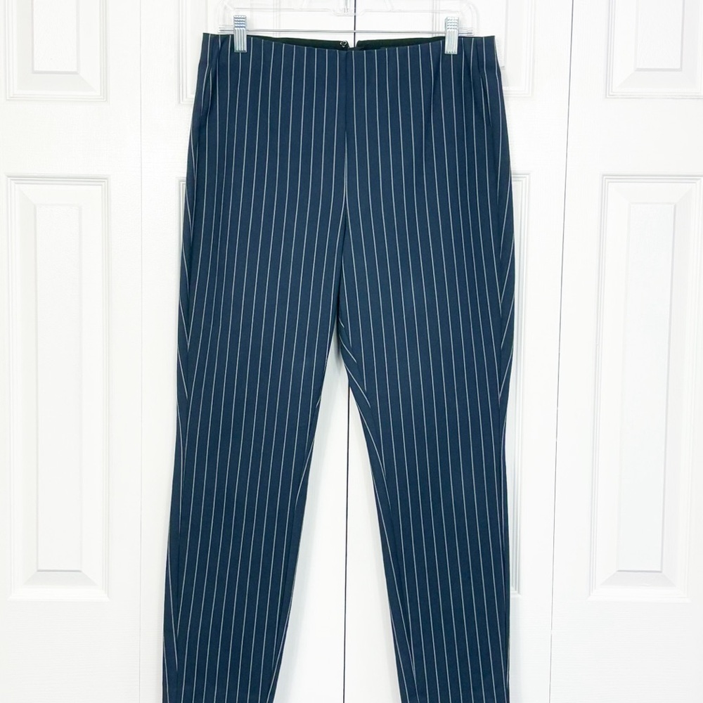 Rag & Bone Navy Blue Pinstripe High-Rise Slim Cropped Ankle Pants 12